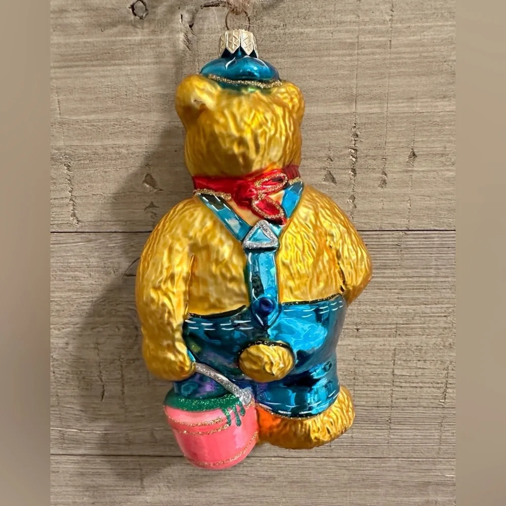 Handblown Glass Kurt Adler Polonaise Komozja Ornament - Painter Bear - Christmas